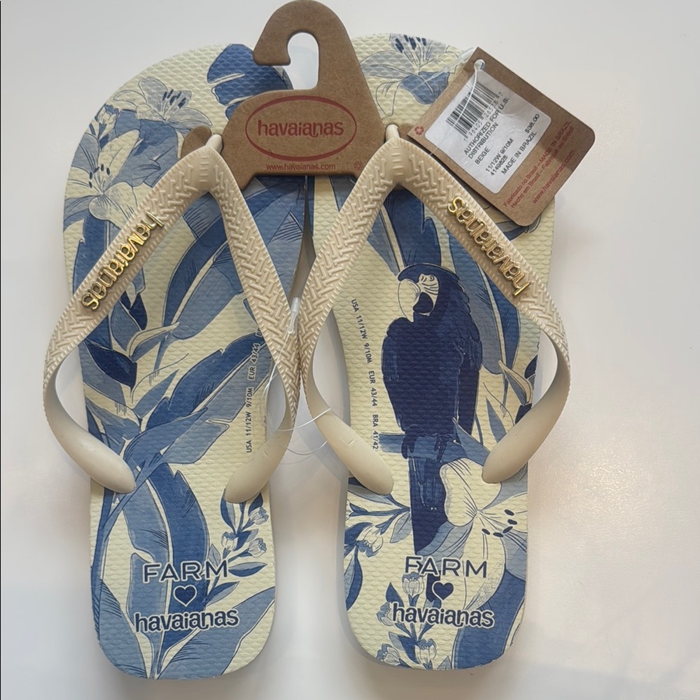 Havaianas Blue and Cream Flip Flops